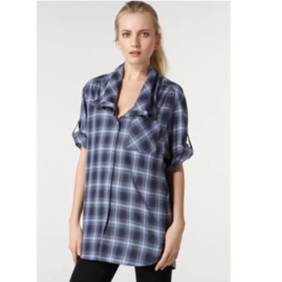 Vince Black and Gray Plaid Tunic Shirt - Picture 9 of 15